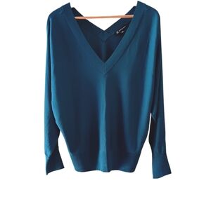 INC Teal V-Neck Sweater Soft Knit